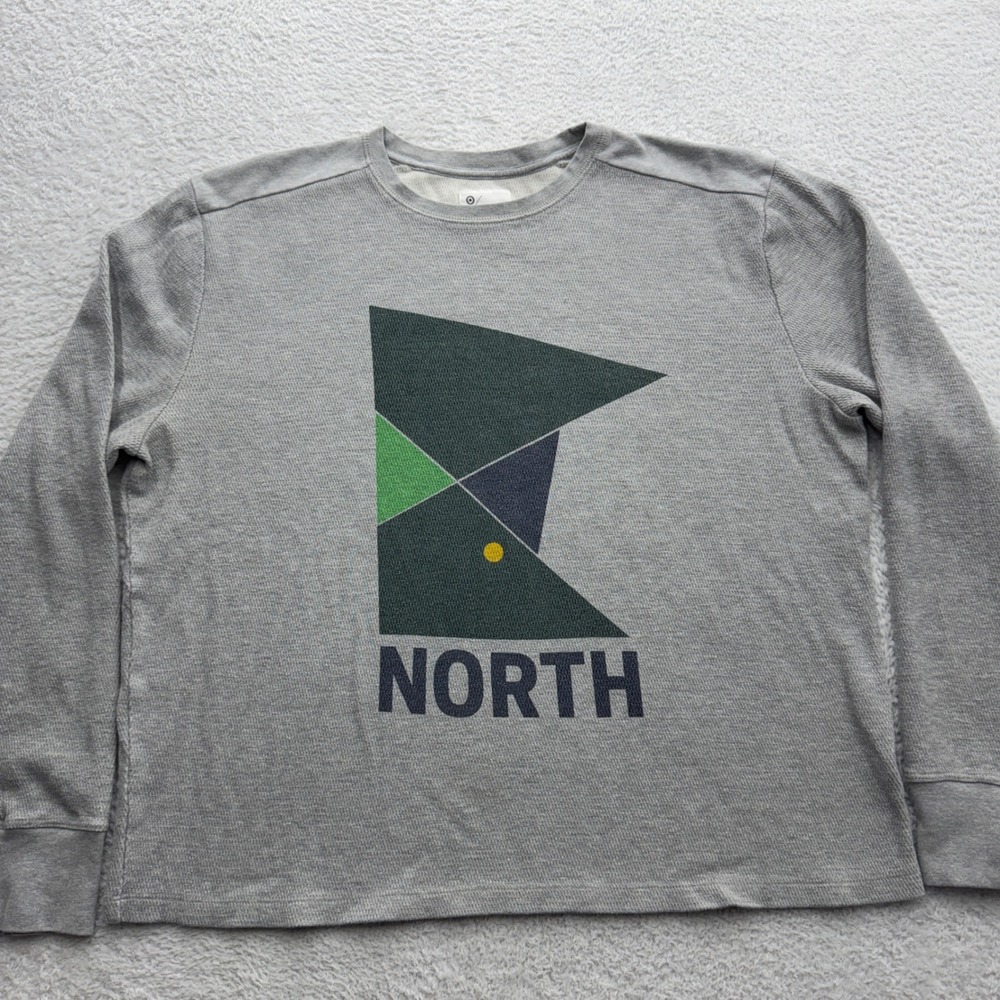 Askov Finlayson Gray Waffle Knit North‎ Graphic Thermal Shirt XL Made in USA